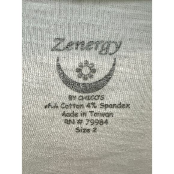 ZENERGY BY CHICO’S | White Embellished Short Sleeve Tee Shirt | Size 2 Large - Picture 6 of 8